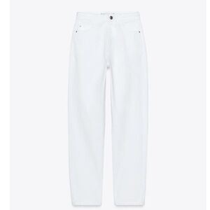 Zara High-Waisted White Mom Jeans